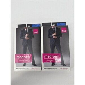 NEW MEDIVEN Medi Compression Socks Mens Tan 15-20 Size IV Calf Standard Lot Of 2